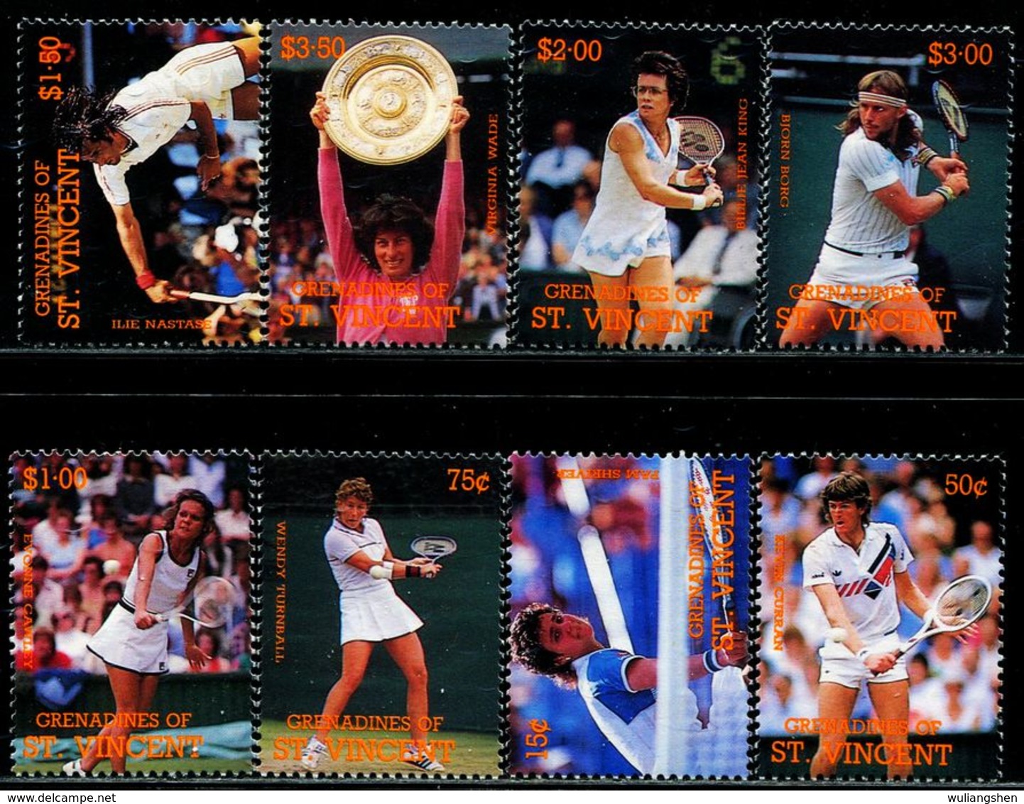 AT3710 St. Vincent 1987 Tennis Star 8V MNH - Winter 2002: Salt Lake City - Paralympics