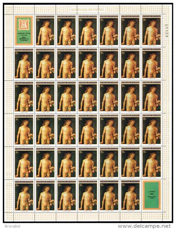 Rwanda 0430**  20c  Durer Tableaux - Feuille / Sheet De 40 MNH -  + 2 Labels - Neufs