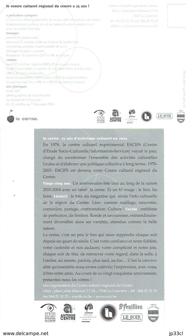 Grisard Lot De 11 CP Toutes Différentes Sur Le Thème De La Cerise (cherry Kirsche Kers Cereza) 2003/04 La Louvière - Autres & Non Classés