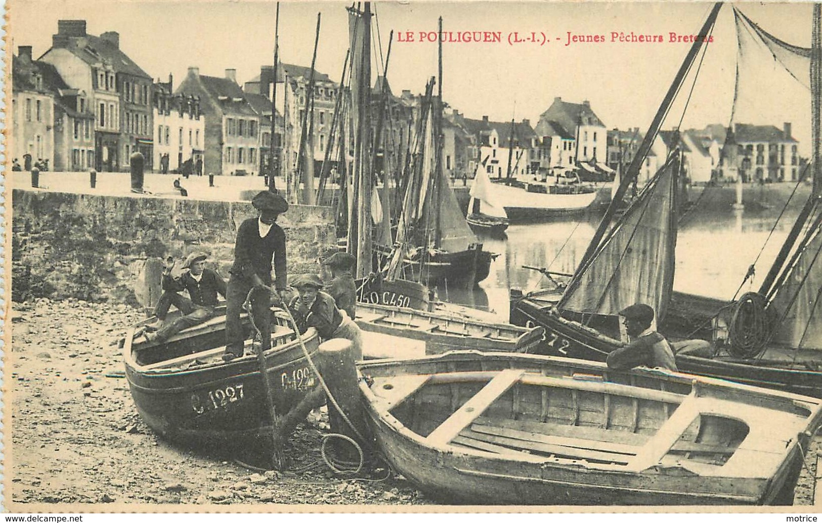 LE POULIGUEN - Jeunes Pêcheurs Bretons,doc Carte Publicitaire. - Pêche