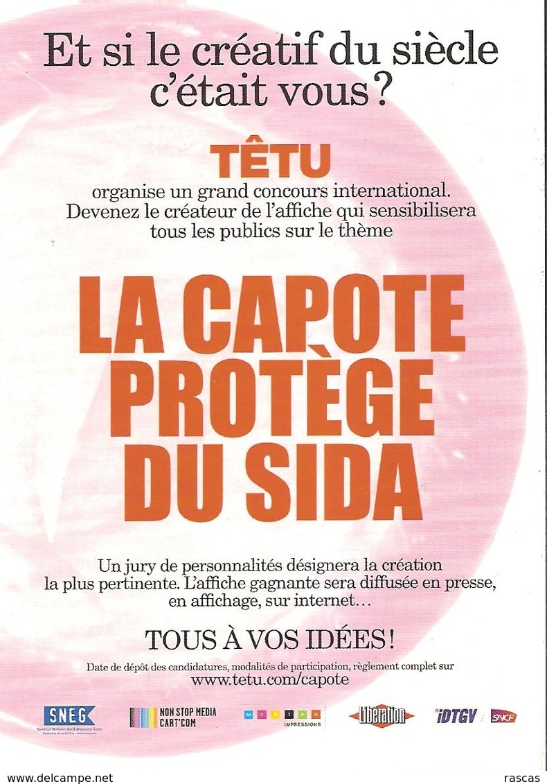 CPM - GRAND CONCOURS ORGANISE PAR TETU.COM - LA CAPOTE PROTEGE DU SIDA - Santé