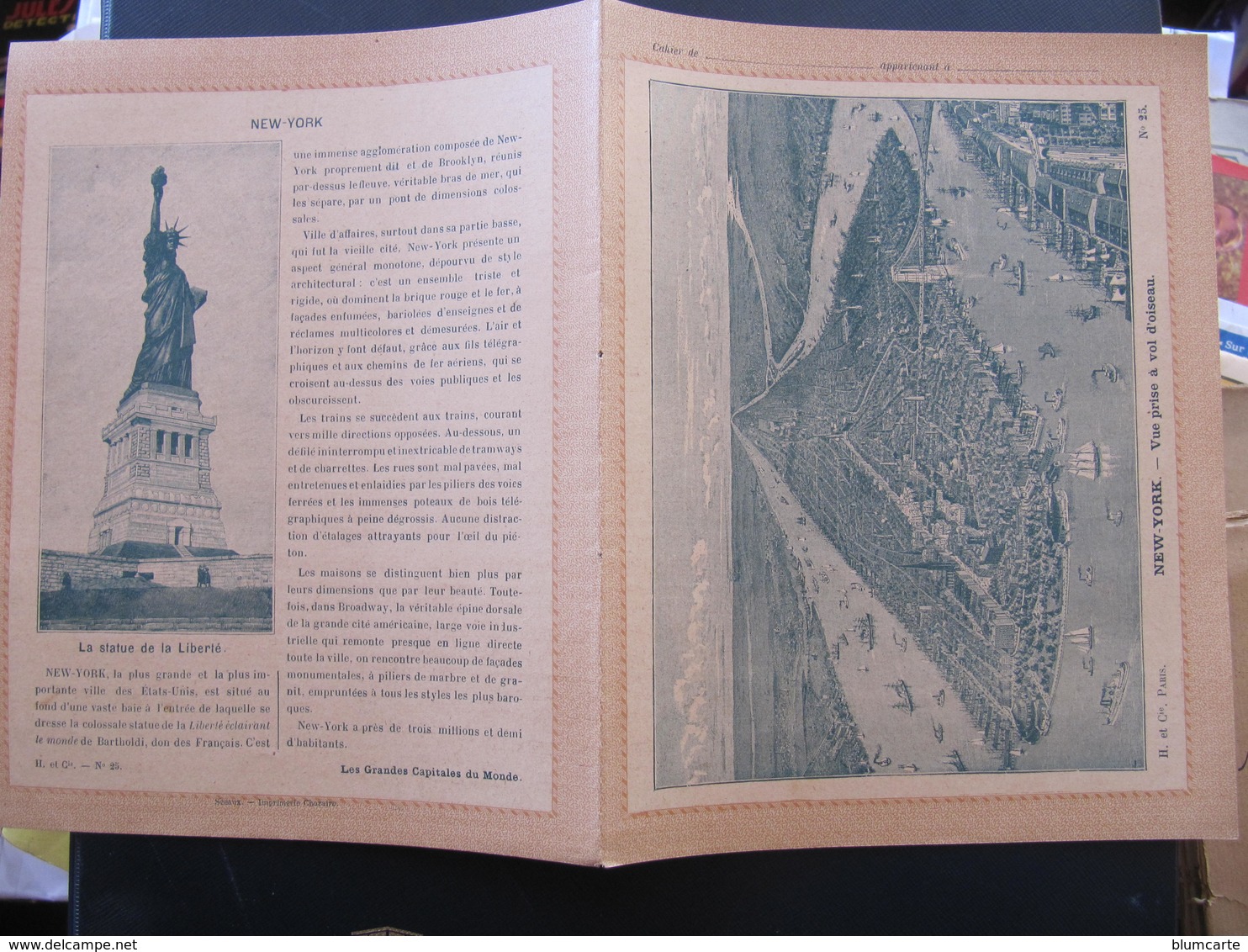 COUVERTURE CAHIER  - NEW YORK - STATUE DE LA LIBERTE - H. & Cie Paris - Autres & Non Classés