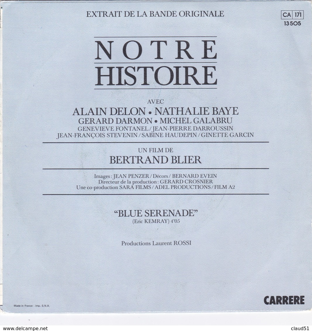 Extrait De La Bande Originale NOTRE HISTOIRE Avec Alain Delon & Nathalie Baye -Film De Bertrand Blier - Filmmusik
