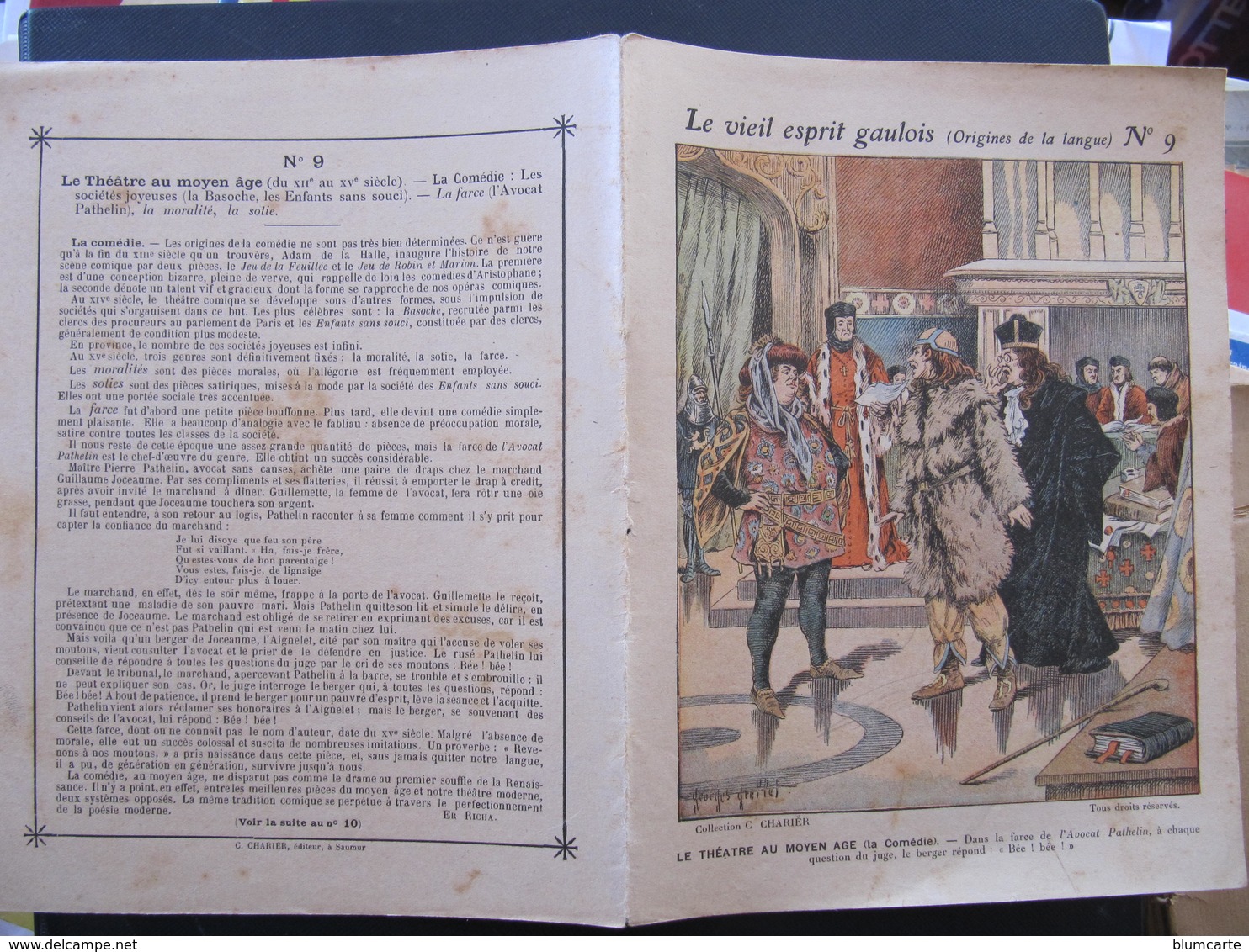 COUVERTURE CAHIER  - LE THEATRE AU MOYEN AGE - L'AVOCAT PATHELIN - Collection Charier - Cinéma & Theatre