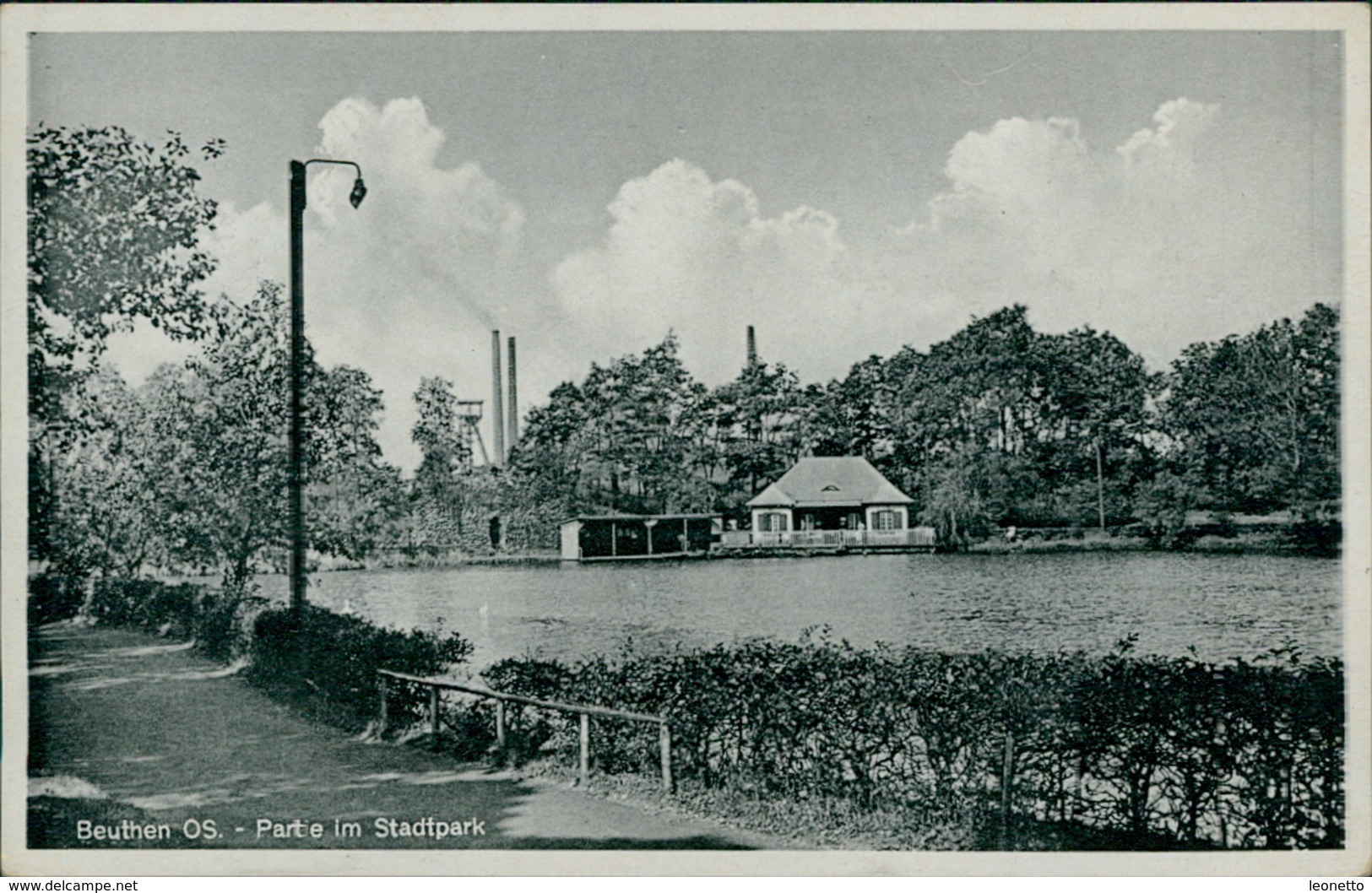 AK Beuten Bytom, Partie Im Stadtpark, Um 1940 (9585) - Schlesien