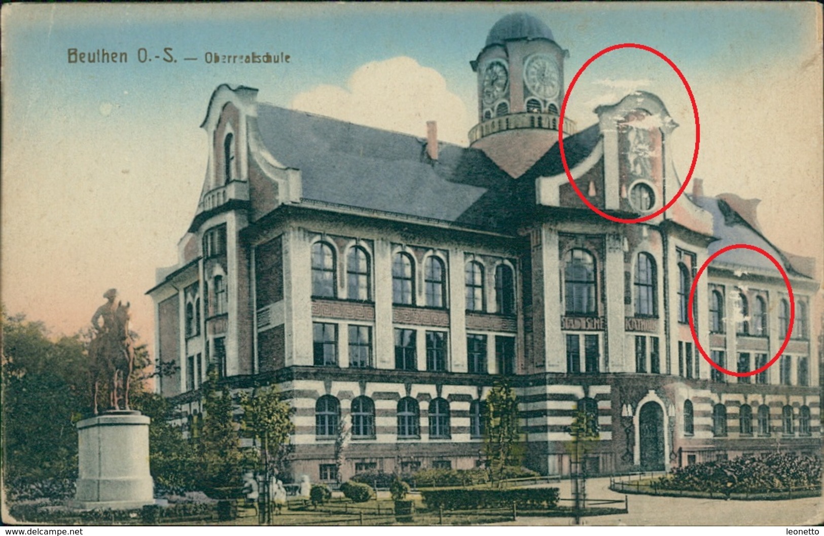 AK Beuten Bytom, Oberrealschule, Um 1910, Eckknick Oben Links, Papierabschürfung (9590) - Schlesien