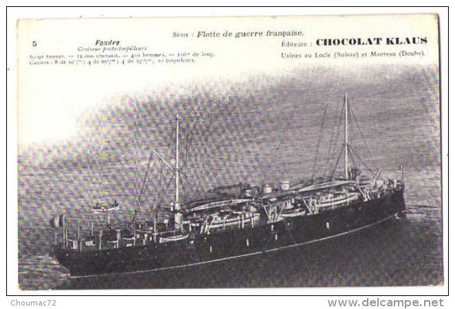 (Marine De Guerre) 163, Chocolat Klaus 05, Foudre, Croiseur Porte-Torpilleurs - Warships