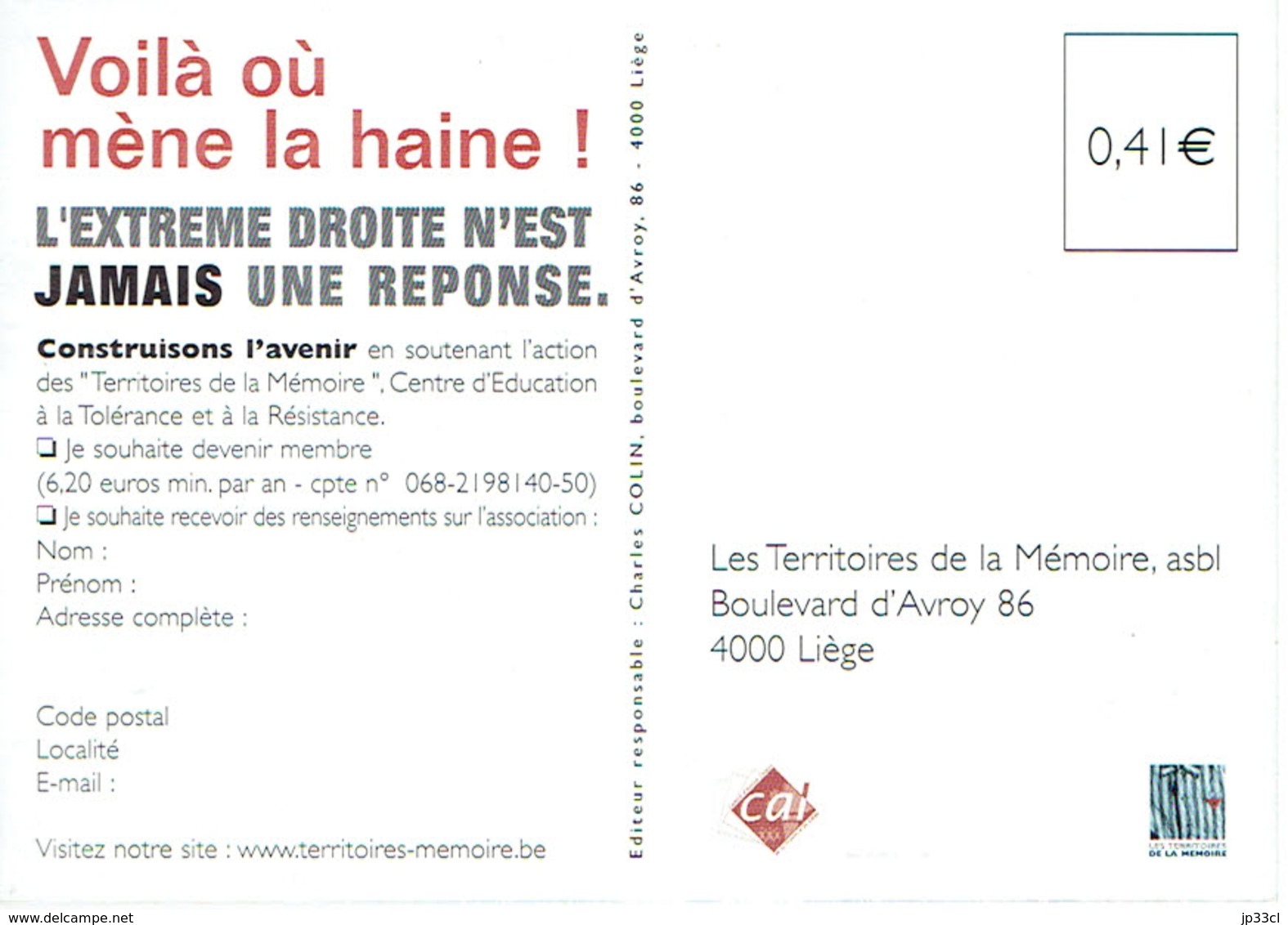 Crânes - Voilà Où Mène La Haine... L'Extrême Droite Est Inacceptable - Partis Politiques & élections