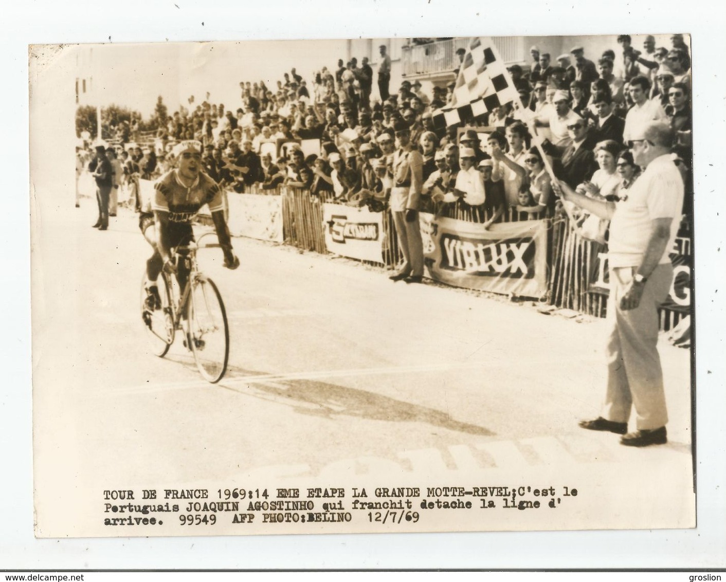 TOUR DE FRANCE 1969 PHOTO DE PRESSE 14 E ETAPE LA GRANDE MOTTE/ REVEL LE PORTUGUAIS JOAQUIM AGOSTINHO GAGNE L'ETAPE - Cyclisme