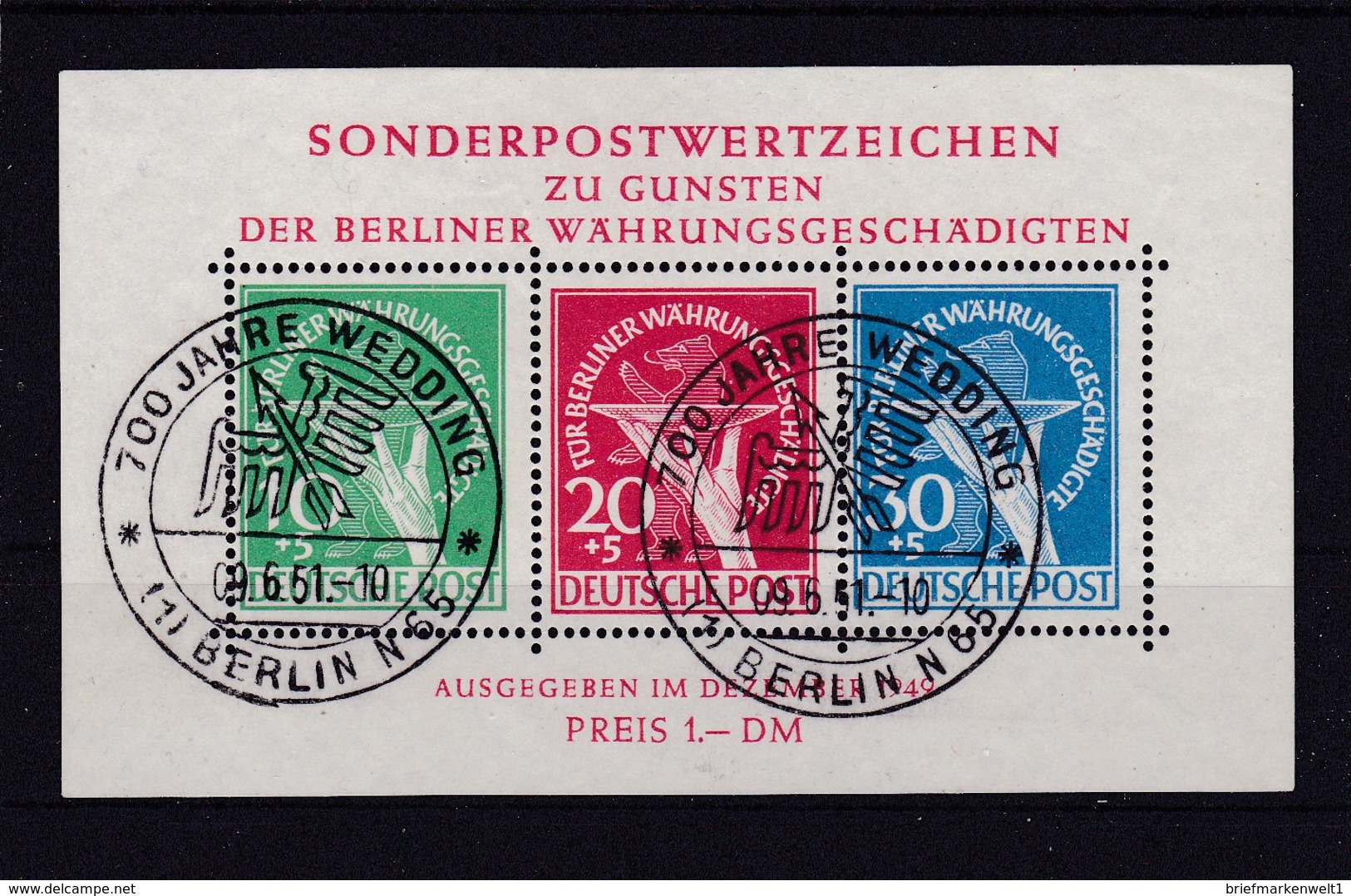 Berlin, Block 1 SSt., Gepr. Schlegel (K 1761) - Blocks & Sheetlets