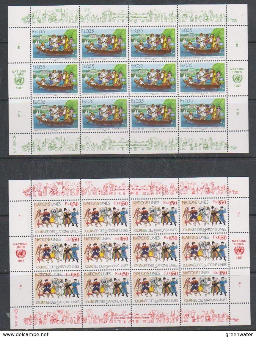 UNO Geneva 1987 Journée Des Nations Unies 2v Sheetlet ** Mnh (F6961) - Ongebruikt