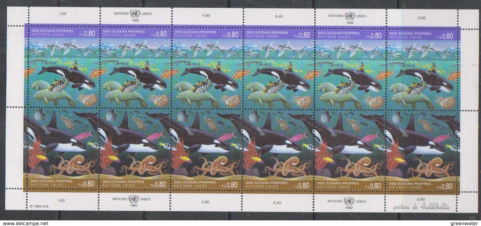 UNO Geneva 1992 Oceans 2v In Sheetlet ** Mnh (F6961) - Blocks & Sheetlets