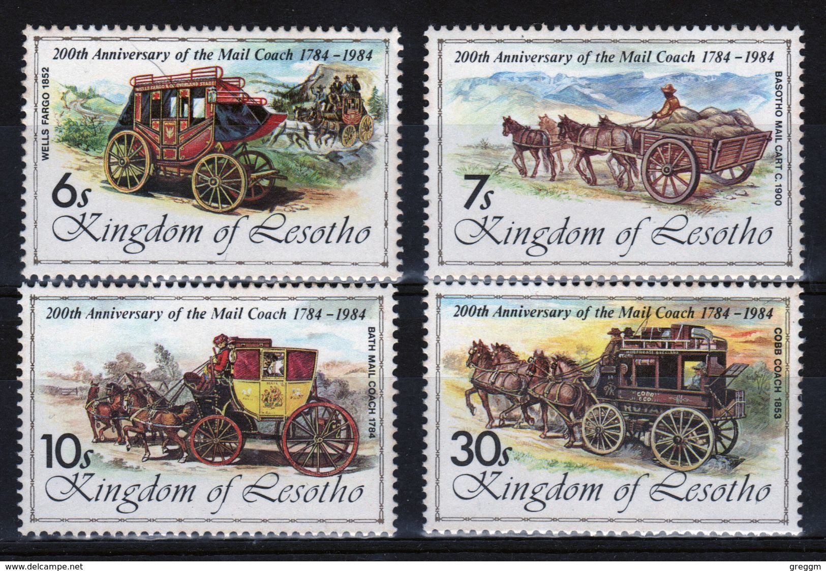 Lesotho 1984 200th Anniversary Of The Mail Coach Unmounted Mint Set Of Four Stamps. - Lesotho (1966-...)