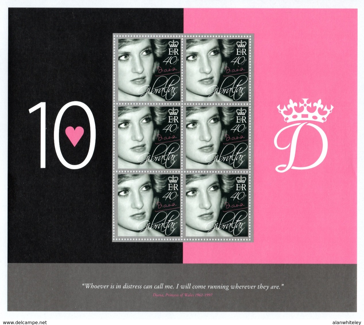 GIBRALTAR 2007 10th Death Anniversary Of Diana, Princess Of Wales: Set Of 4 Sheets UM/MNH - Gibraltar