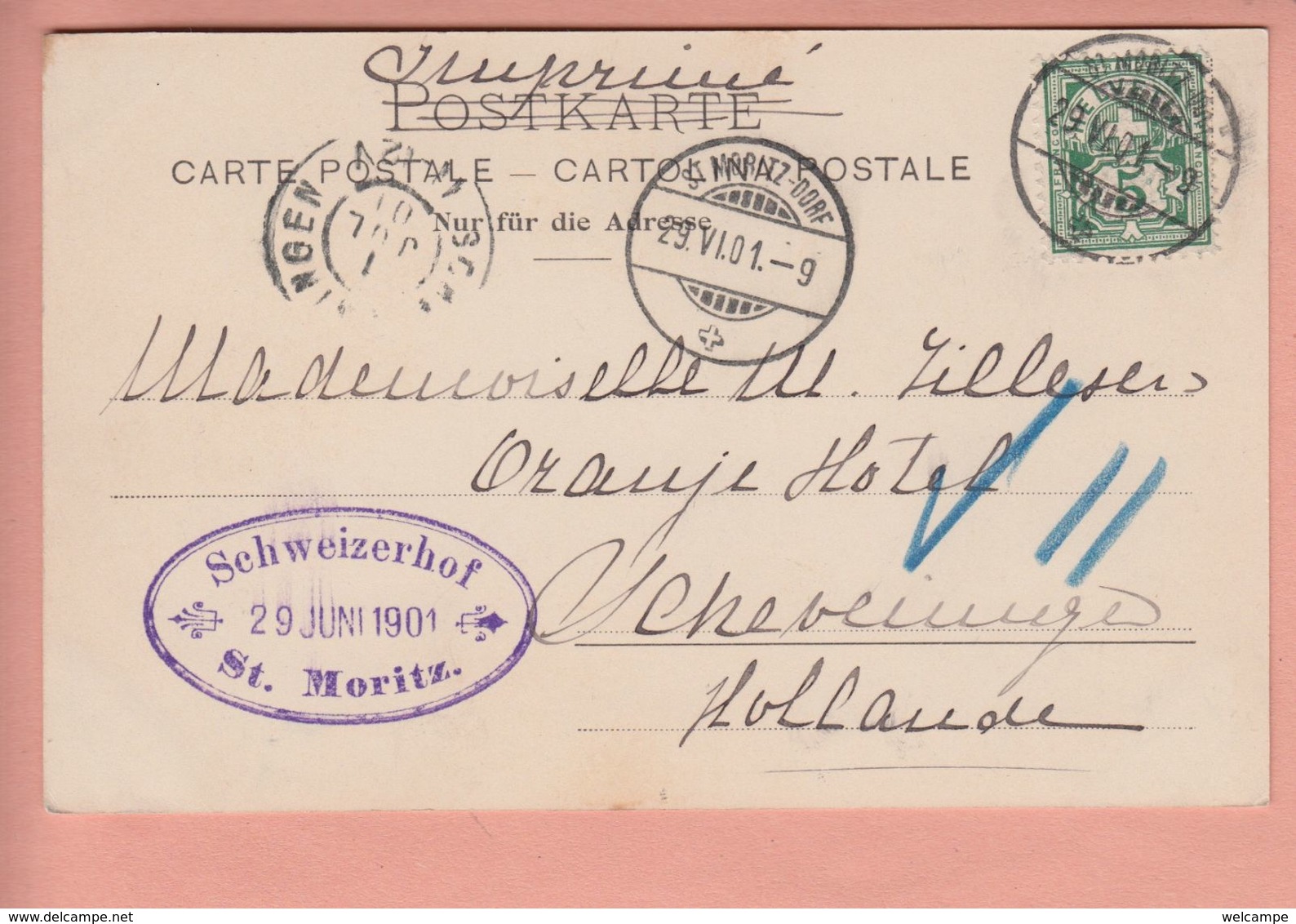 OUDE POSTKAART ZWITSERLAND - SCHWEIZ - SUISSE -  ROSEGG GLETSCHER - STEMPEL - Andere & Zonder Classificatie