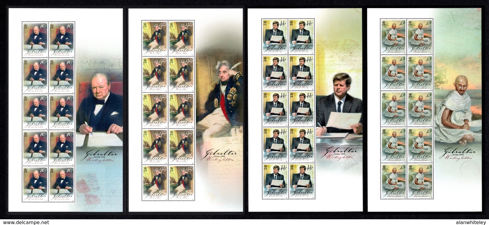 GIBRALTAR 2008 EUROPA/Letter Writing: Set Of 4 Sheets UM/MNH - Gibraltar