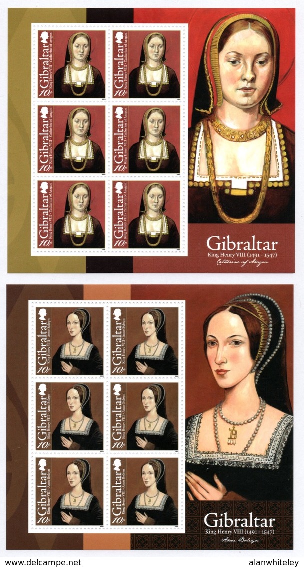 GIBRALTAR 2009 500th Anniversary Of The Accession Of King Henry VIII: Set Of 8 Sheets UM/MNH - Gibraltar