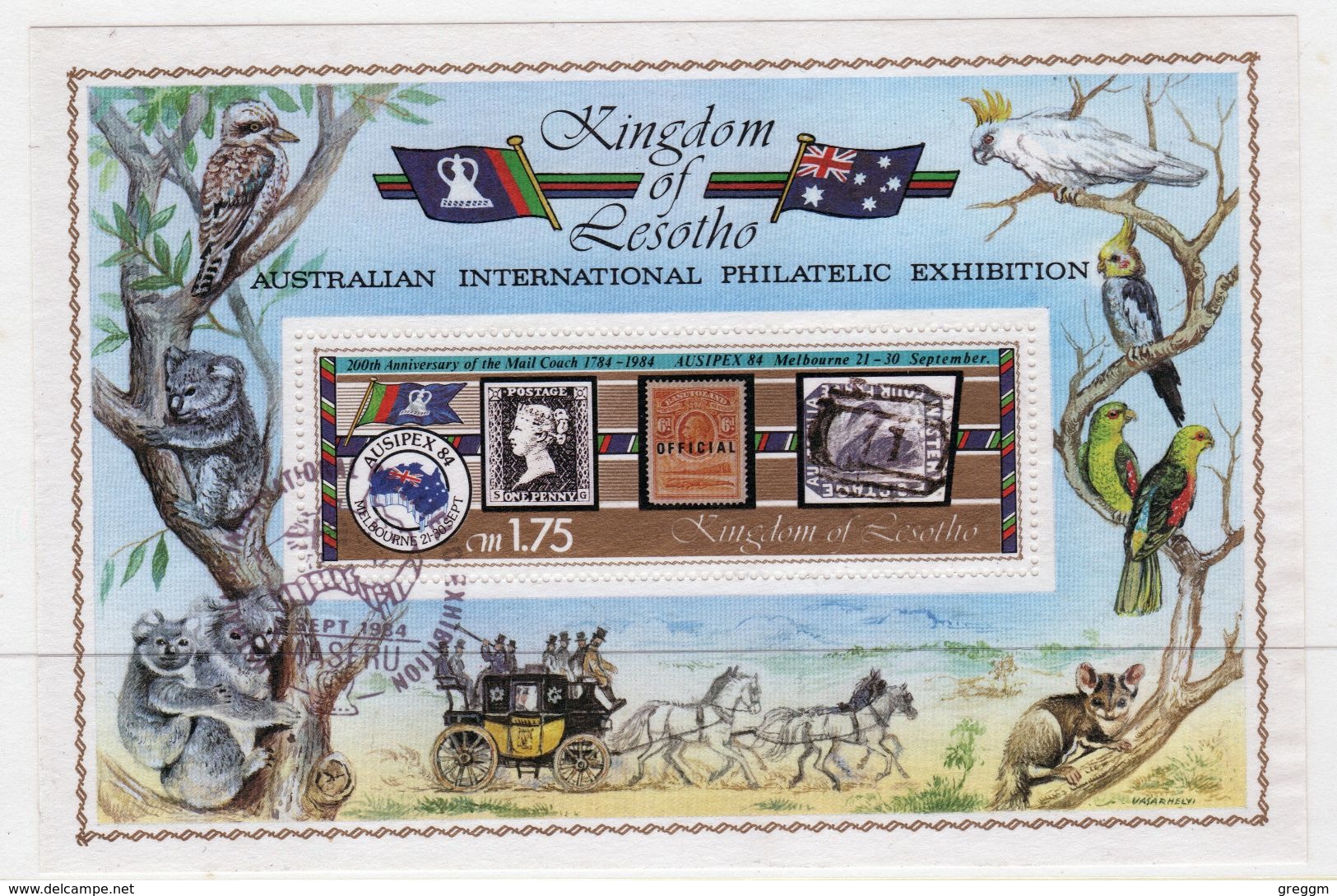 Lesotho 1984 International Stamp Exhibition Fine Used Mini Sheet. - Lesotho (1966-...)