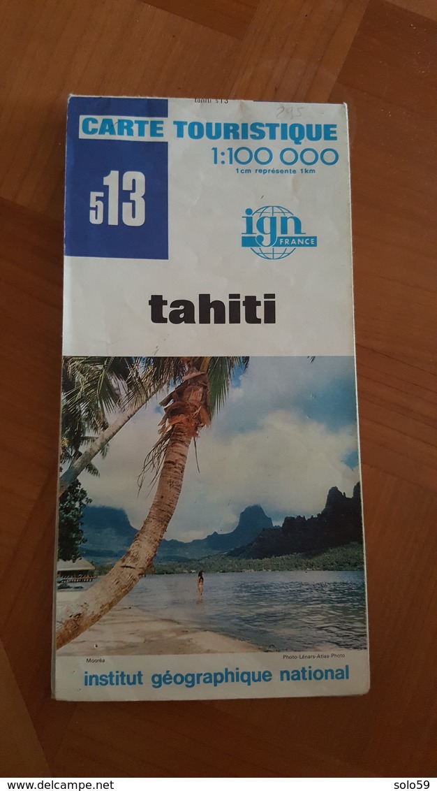 TAHITI + MOOREA CARTE ROUTIERE 513 IGN 1:100 000EME 1977 BON ETAT - Cartes Routières