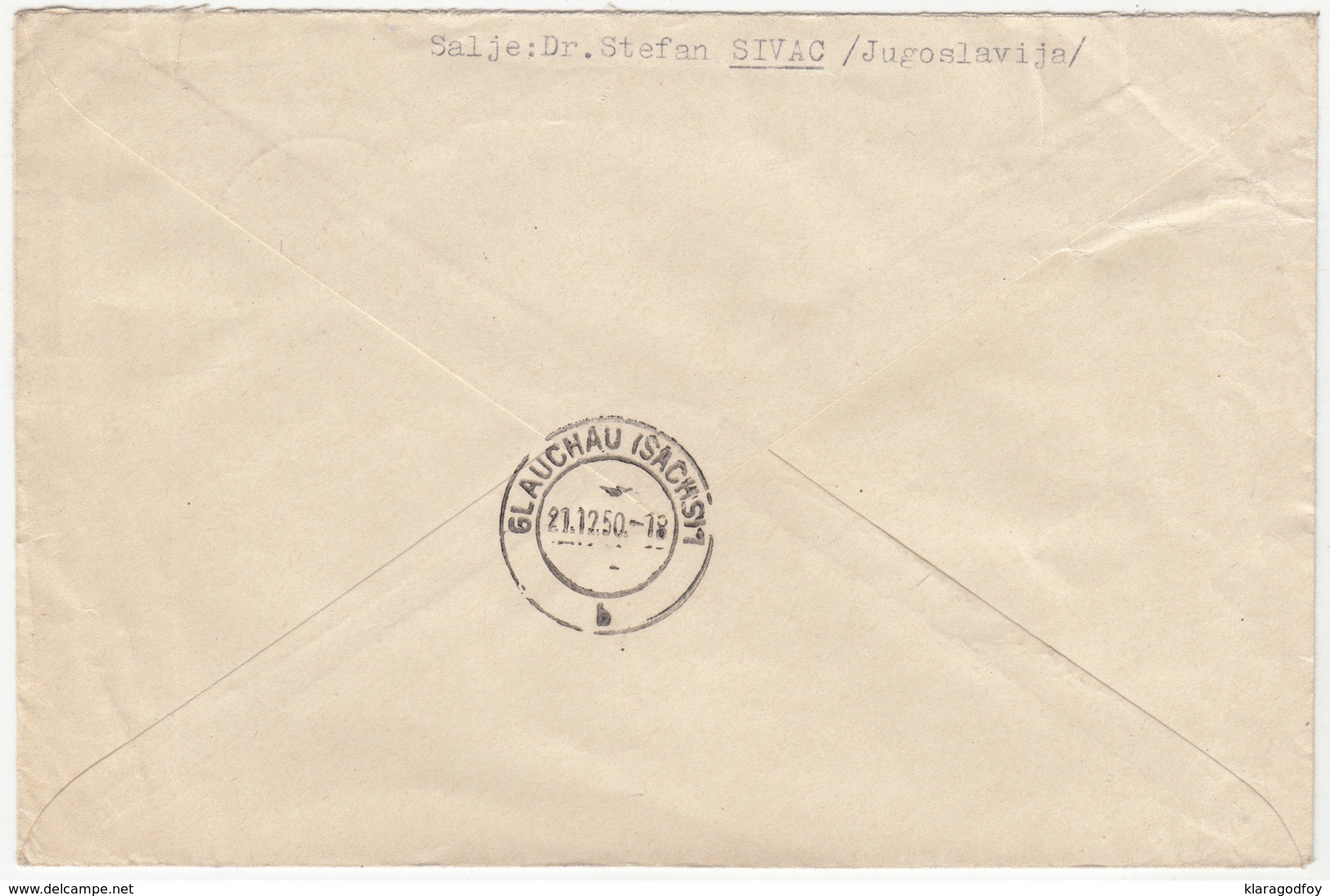 Yugoslavia, Letter Cover Registered Travelled 1950 Sivac To Glauchau (Sachsen) B180320 - Briefe U. Dokumente