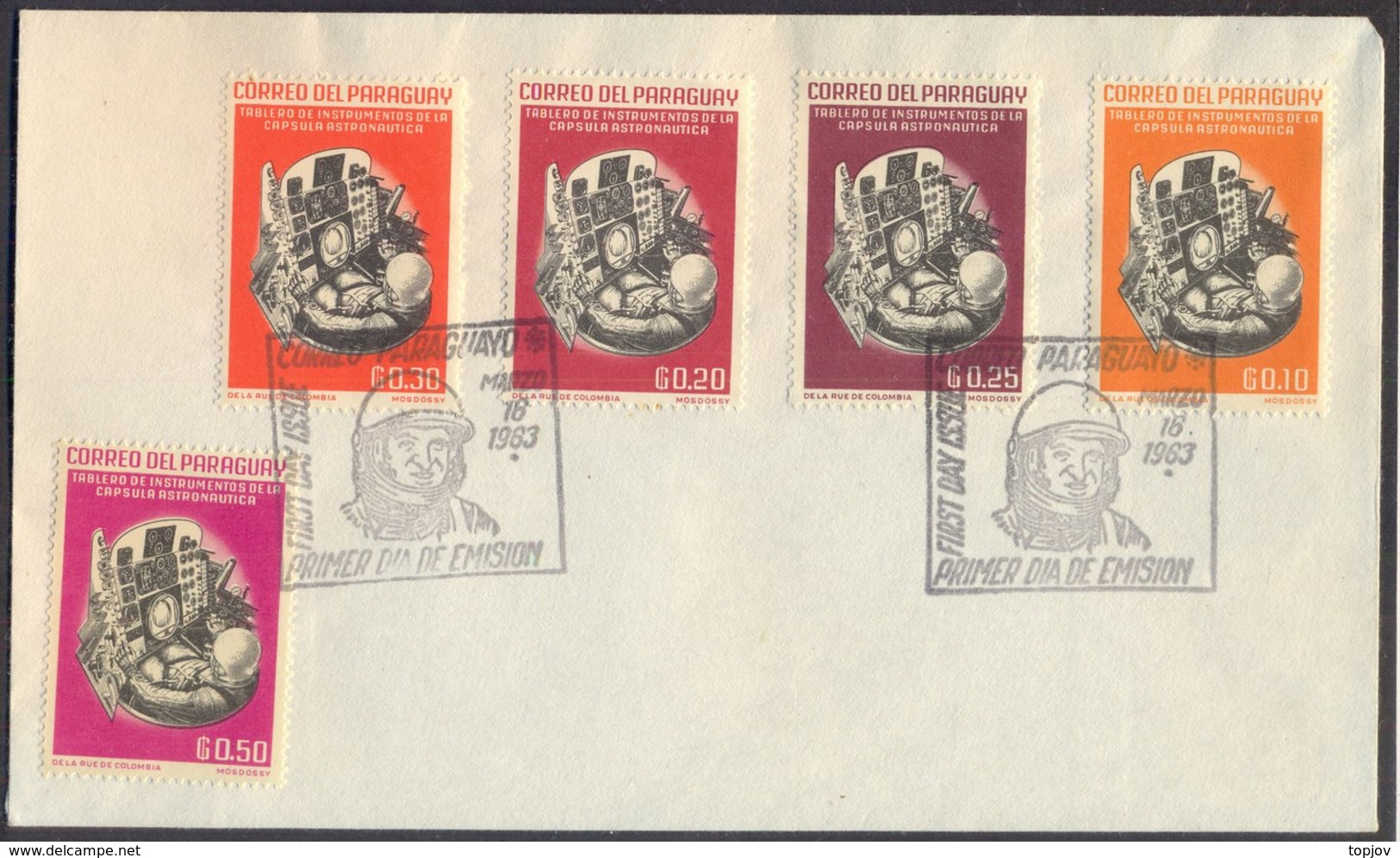 PARAGUAY - SPACE - CABIN ROCKETS - INSTRUMENTS - SCHIRRA - FDC - 1963 - Sud America