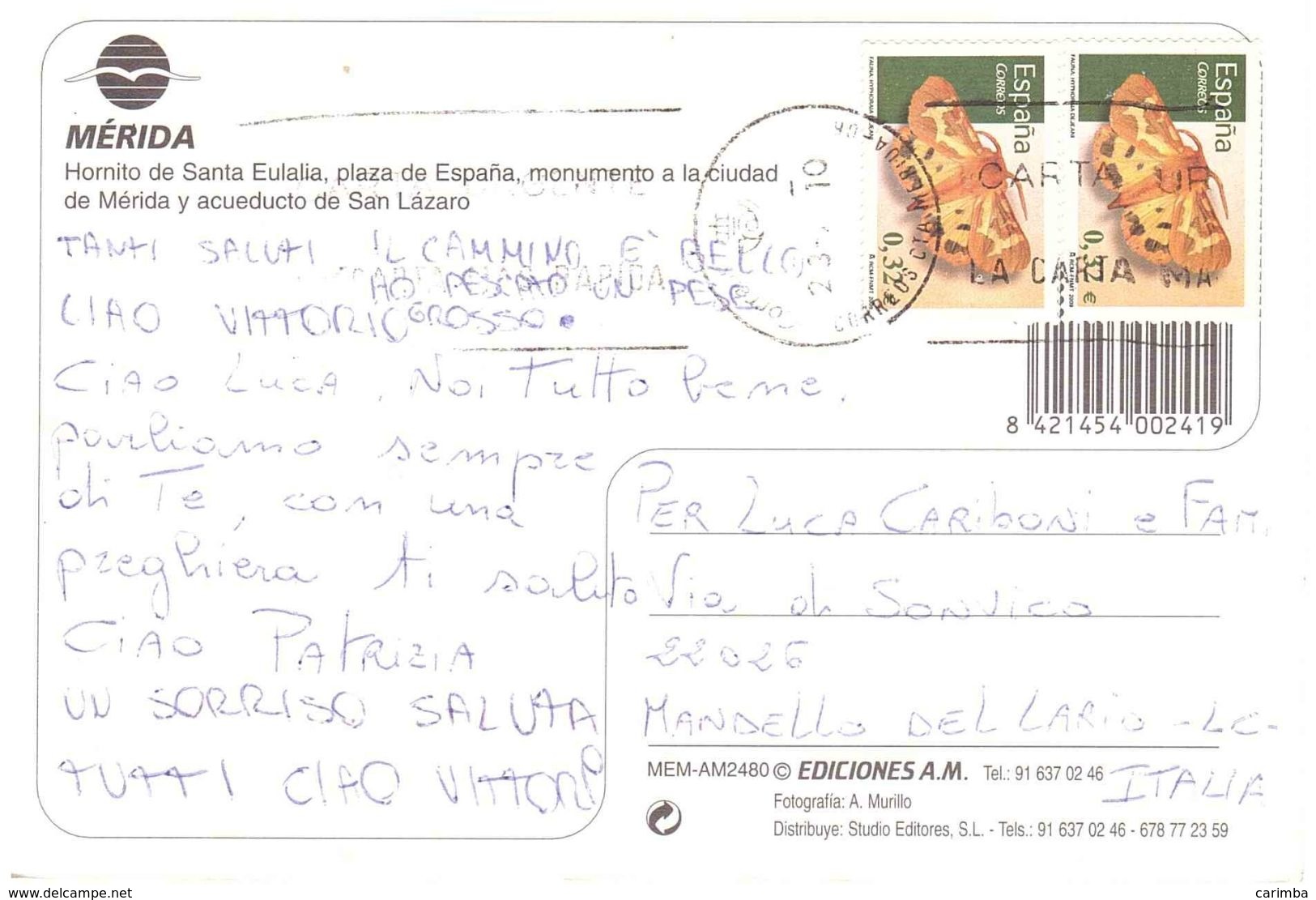 Cart X Italia Francobolli Farfalle - Storia Postale