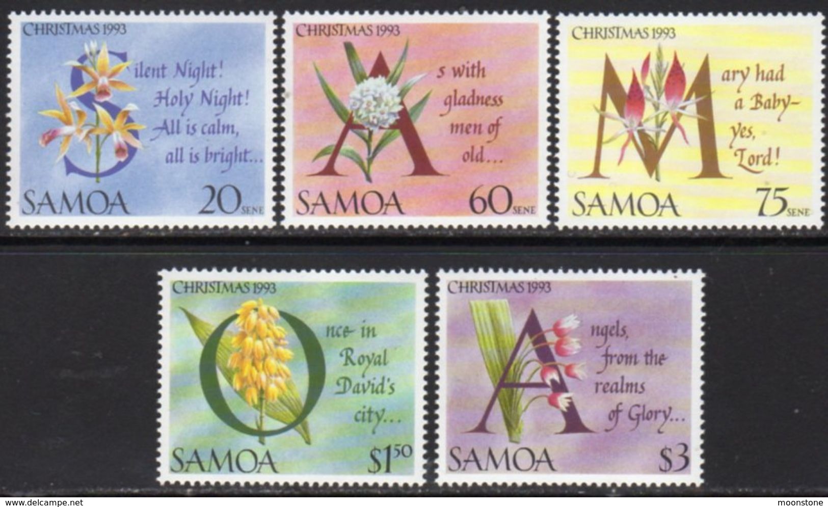 Samoa 1993 Christmas Carols III Set Of 5, MNH, SG 907/11 - Samoa