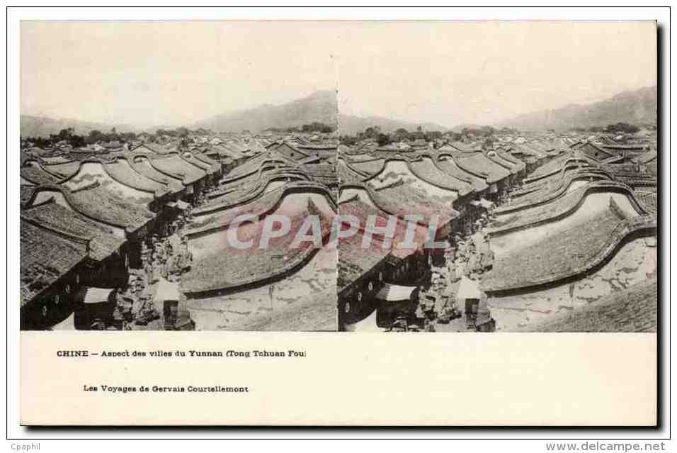 Vues Stereoscopiques Chine China CPA Aspect Des Villes Du Yunnan (Tong Tchuan Fou) - Chine