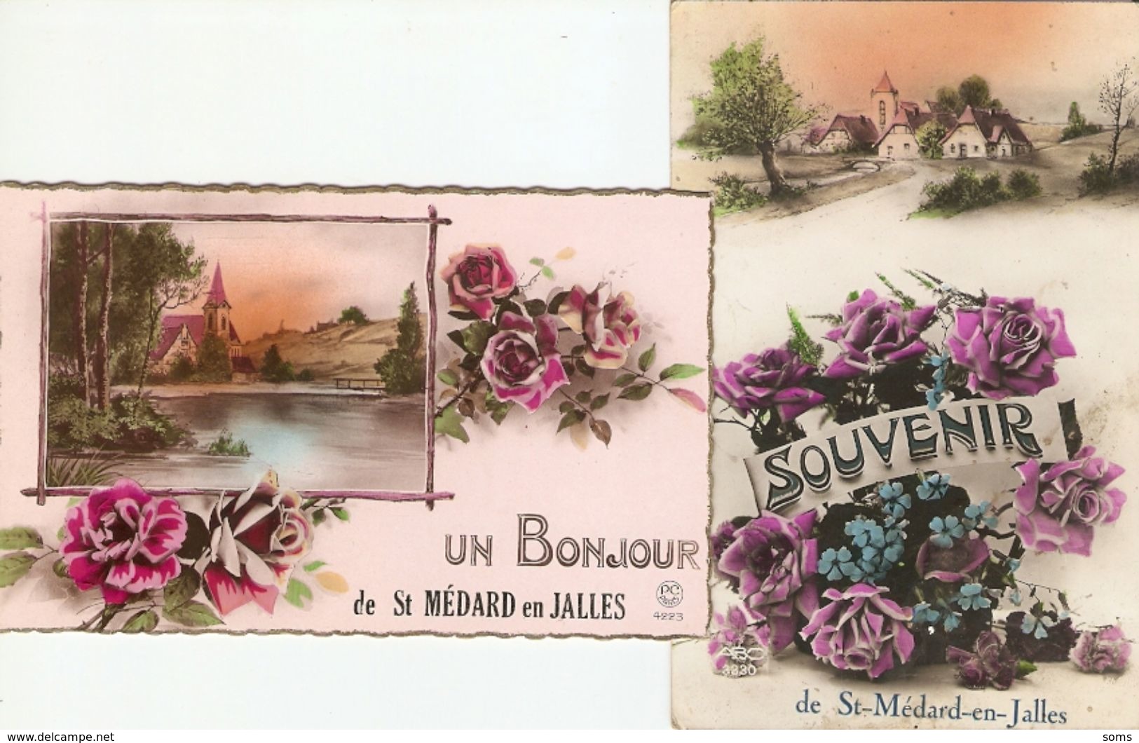 Lot De 2 Cpa De Gironde, Saint-Médard-en-Jalles (33), Souvenir, Bonjour, éd. PC 4223 Et ABC 3330 - Autres & Non Classés