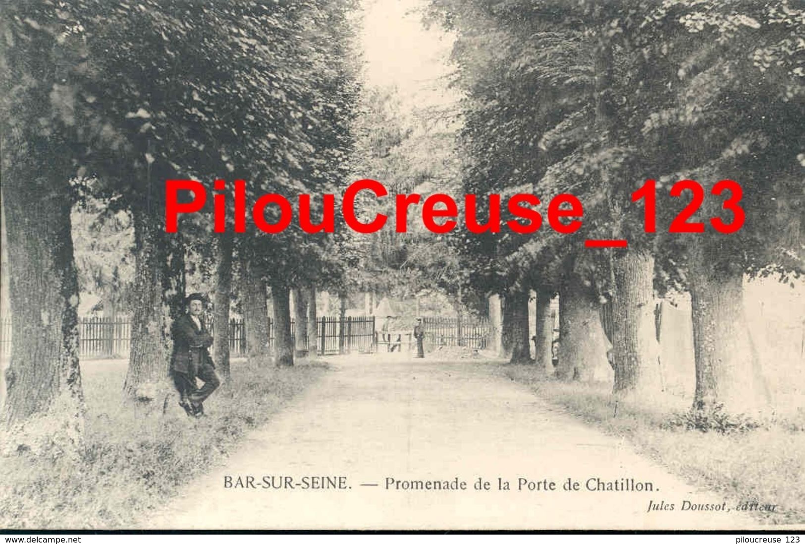 10 - Aube - BAR Sur SEINE - " Promenade De La Porte De Chatillon - Animation " - VUE PEU COURANTE - Bar-sur-Seine