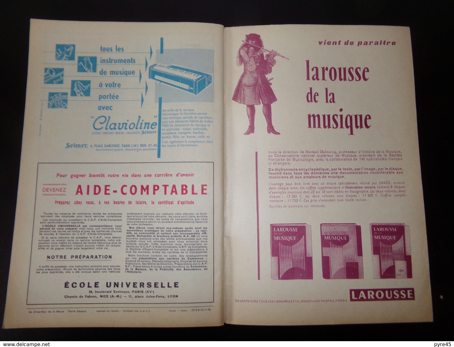 Revue " Musica " 46 Pages, N°57 Décembre 1958 Disques Du Temps De Noël, Claude Bessy Dans L'Atlandide ... - Music