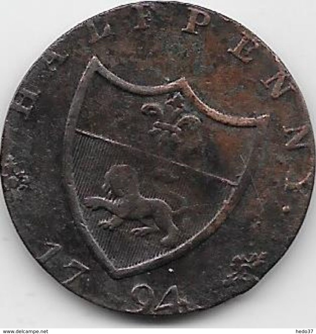 Grande Bretagne  - Half Penny 1794 - Cuivre - Andere & Zonder Classificatie