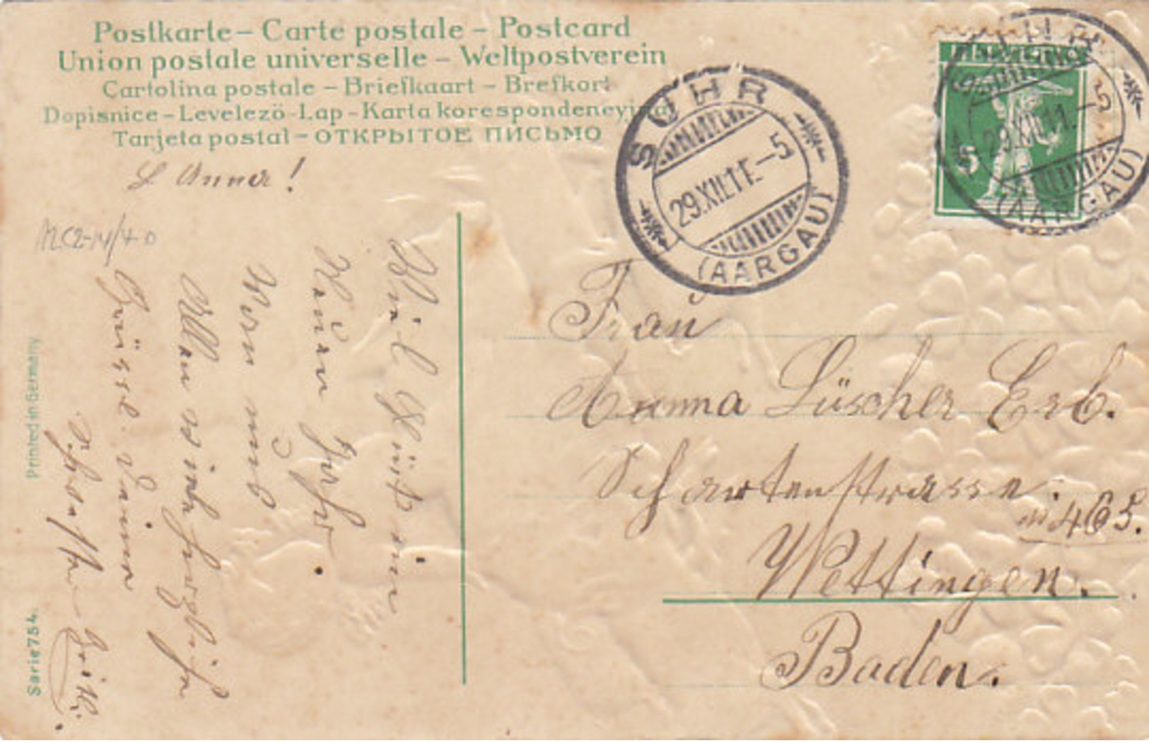 Engel Reitet Auf Schwein - Prägelitho - 1911     (P-119-120901) - Cochons