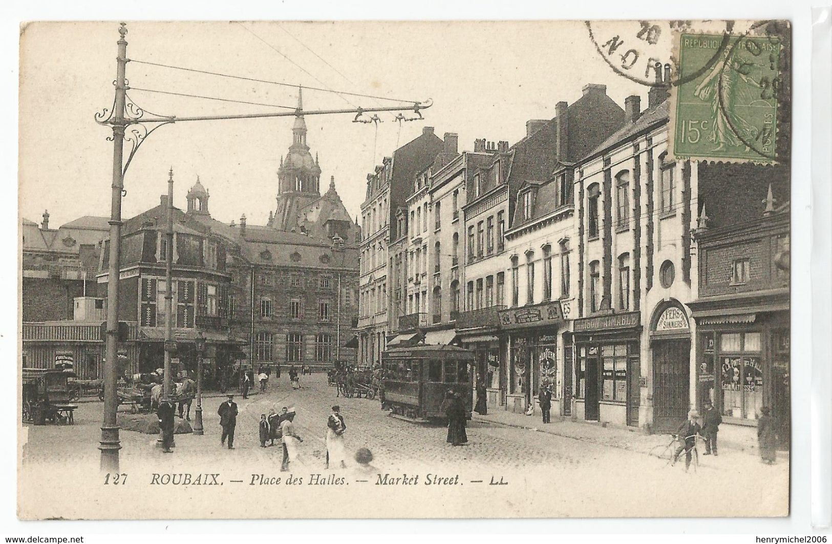 59 Nord - Roubaix Place Des Halles Tramway 1920 - Roubaix