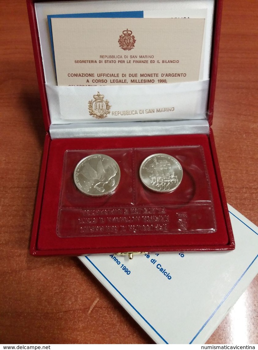 San Marino Dittico 1990 Italia Mondiali Calcio 500 + 1000 Lire Saint Marin - San Marino