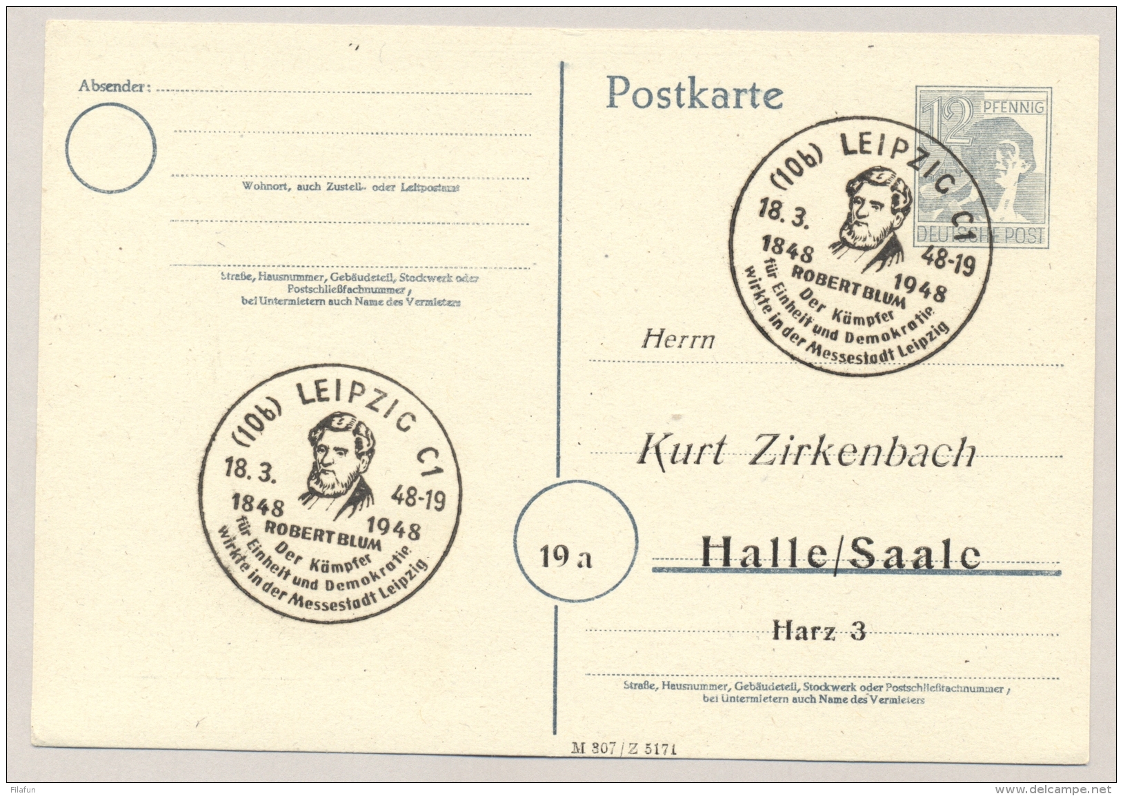 Alliierte Besetzung - 1947 - 4x Postkarte 12 Pf Kontrollratsausgabe - Andere & Zonder Classificatie