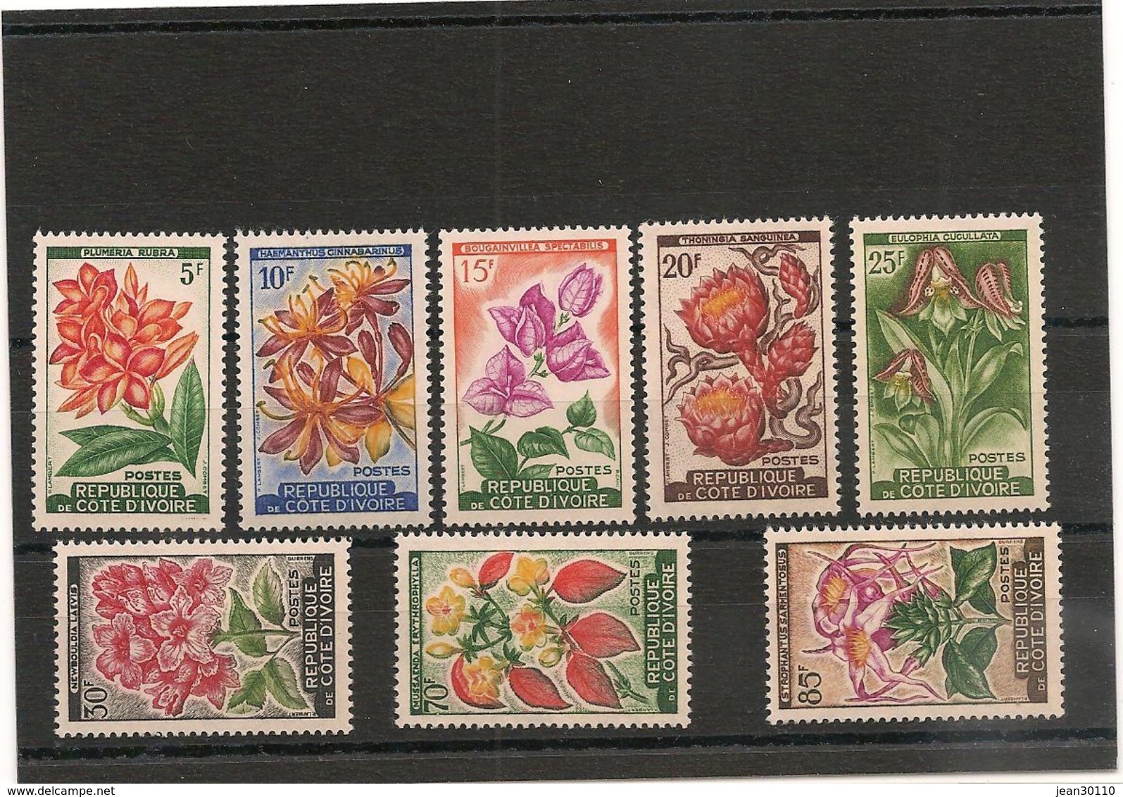 CÔTE D'IVOIRE Fleurs (flowers) Années 1961/62 N°Y/T: 192A/198** Côte: 15,00 € - Côte D'Ivoire (1960-...)