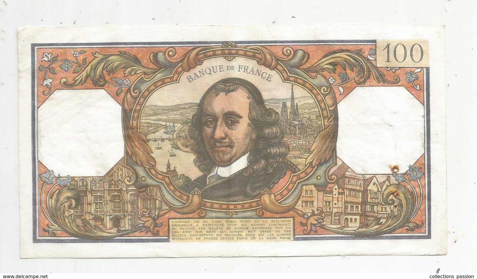 Billet , 100 Francs , CORNEILLE , 5-6-1969 , 2 Scans - 100 F 1964-1979 ''Corneille''