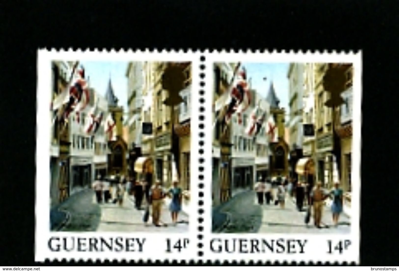 GUERNSEY - 1984  VIEWS  14p  PAIR  EX BOOKLET  IMPERF  SIDES  MINT NH - Guernsey