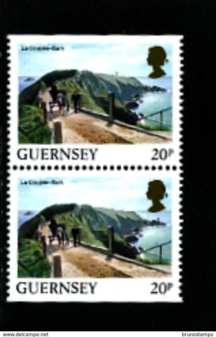 GUERNSEY - 1984  VIEWS  20p  PAIR  EX BOOKLET  IMPERF  TOP & BOTTOM  MINT NH - Guernesey