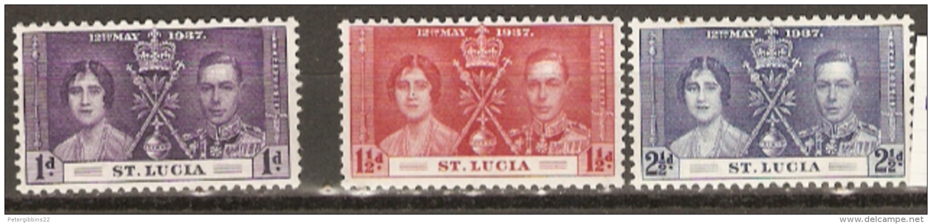 St  Lucia   1937    SG 125,7 Coronation Mounted Mint - St.Lucia (1979-...)