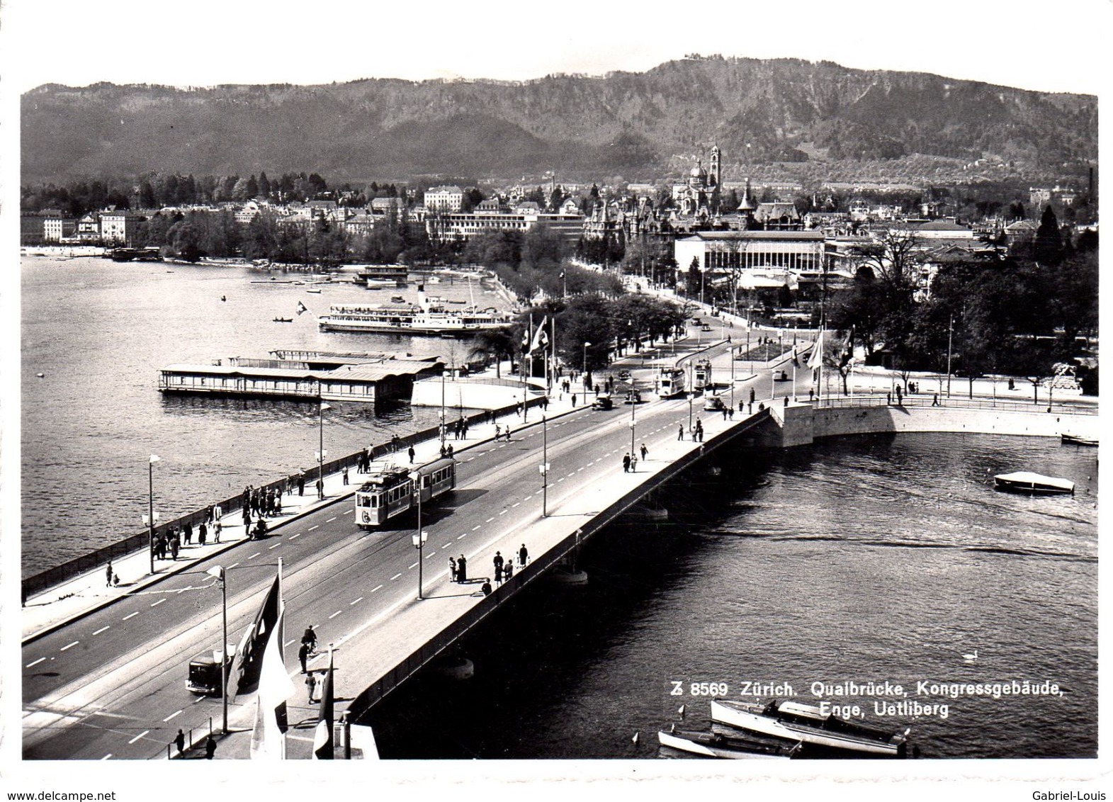 Zurich - Quaibrücke, Kongressgebäude, Enge, Uetliberg  (carte Grand Format 10X15 Cm) - Enge