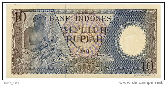 INDONESIA 10 RUPIAH 1963 Pick 89 AUnc - Indonésie