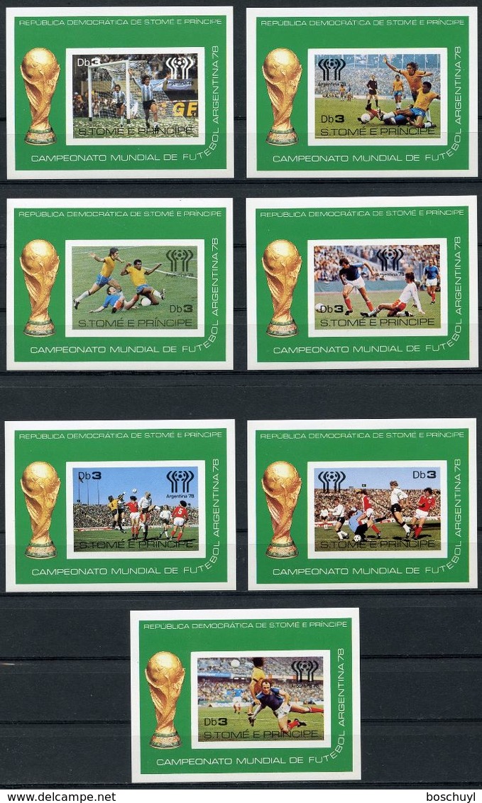 Sao Tome E Principe, St. Thomas, 1978, Soccer World Cup Argentina, Football, MNH Imperforated, Michel Block 18-24 - Sao Tome Et Principe