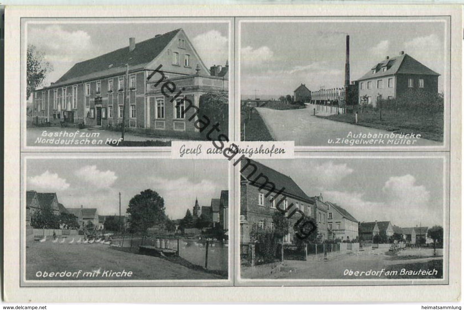 Königshofen - Autobahnbrücke Und Ziegelwerk Müller - Oberdorf Mit Kirche - Gasthof Zum Norddeutschen Hof - Altri & Non Classificati