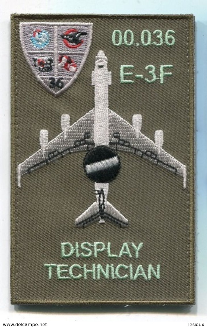 X75  PATCH AIR AVIATION BOEING AWACS 36° ESCADRE DE DETECTION AEROPORTEE E.3F AVORD - Ecussons Tissu