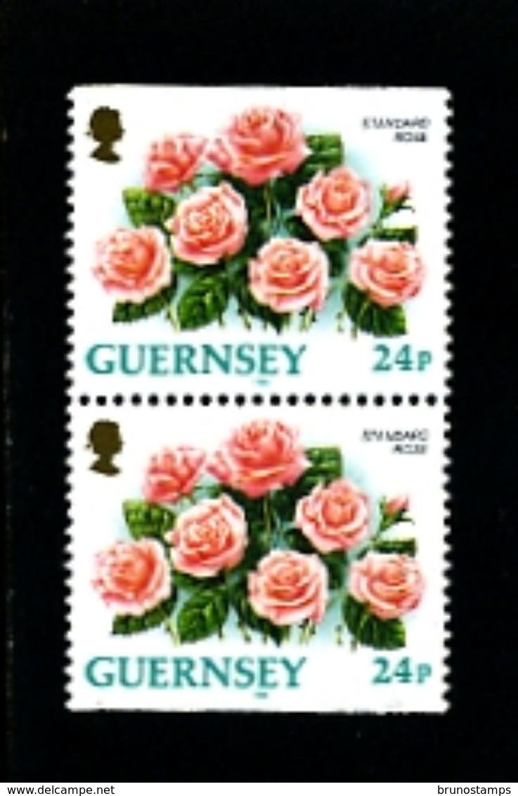 GUERNSEY - 1993  FLOWERS  24p  PAIR  EX BOOKLET  IMPERF  TOP & BOTTOM  MINT NH - Guernsey