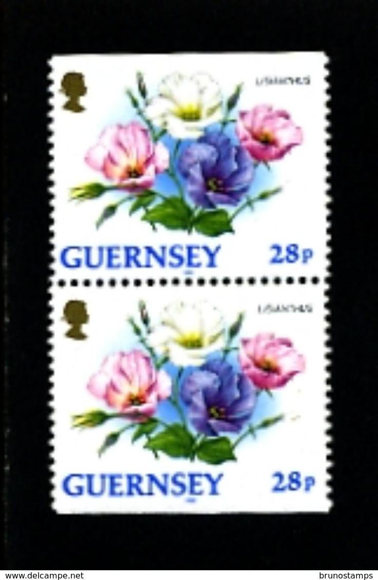 GUERNSEY - 1993  FLOWERS  28p  PAIR  EX BOOKLET  IMPERF  TOP & BOTTOM  MINT NH - Guernesey