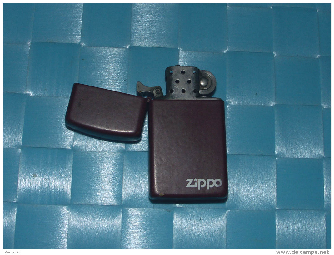 USABLE Lighter Briquet - 1988  Zippo Slim Brandford  PA. USA, Red Wine Color - 3 Scans - Zippo
