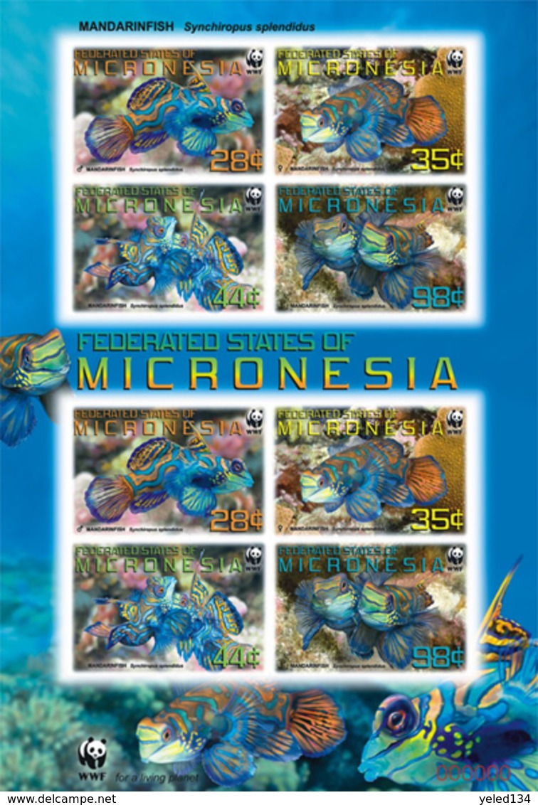 MICRONESIA  848 E ; MINT N H STAMPS OF WWF MARINE LIFE ; MANDARINFISH - Mikronesien